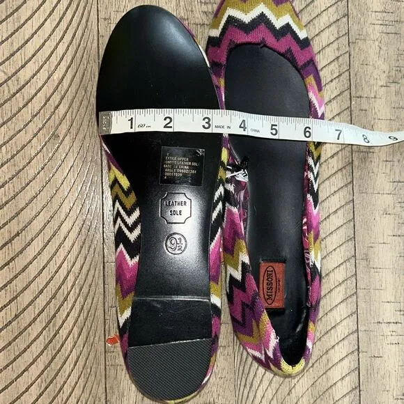 Missoni Designer 🧑‍🎨 Ballet 🩰 Flats 🥿 Chevron Zig Zag Knit 🧶 Fabric 70s 👀
