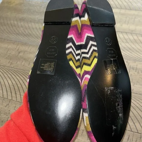 Missoni Designer 🧑‍🎨 Ballet 🩰 Flats 🥿 Chevron Zig Zag Knit 🧶 Fabric 70s 👀