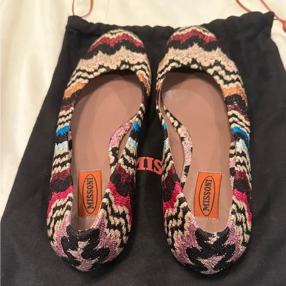 MISSONI Patterned Knit Ballet Flats Sz 9.5US 39.5IT