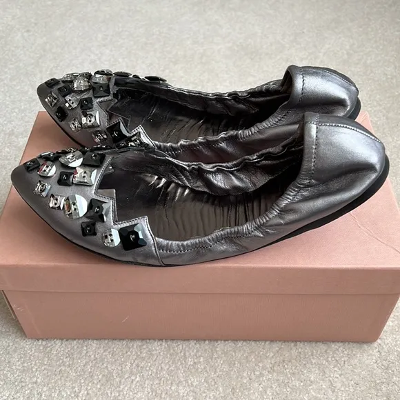 Miu Miu Button Jeweled Ballet Flats 41