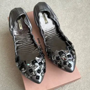 Miu Miu Button Jeweled Ballet Flats 41