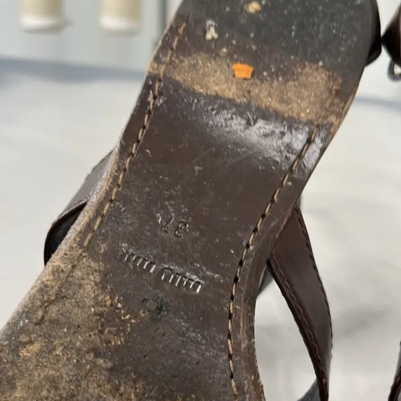 Miu Miu Flat Caged Studded Leather Gladiator Sandals