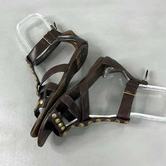 Miu Miu Flat Caged Studded Leather Gladiator Sandals