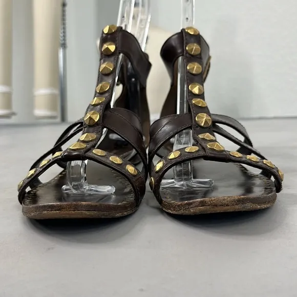 Miu Miu Flat Caged Studded Leather Gladiator Sandals