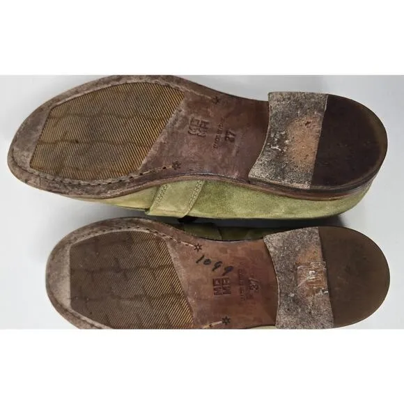 Moma Nottingham Penny Loafer Olive Green Suede Womens 6.5. Handmade in Italy