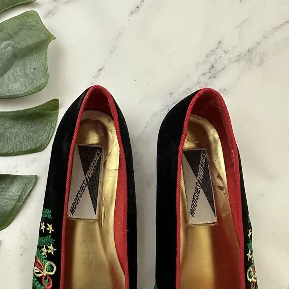 Mootsies Tootsies Womens Vintage 90s Christmas Ballet Flats Size 7.5 Velvet