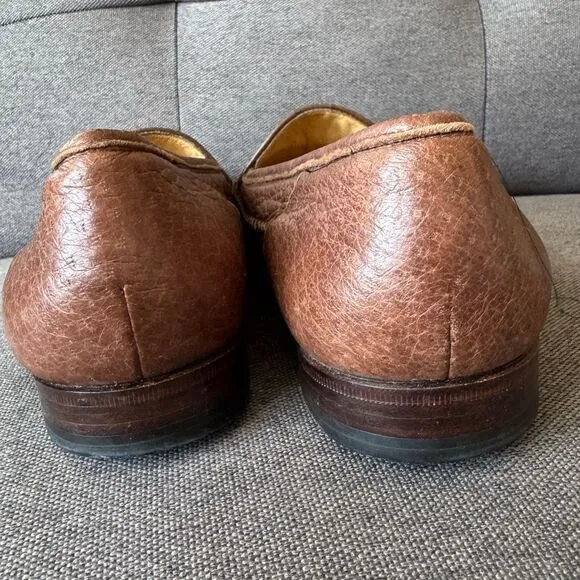 MORESCHI Brown Loafers Slip-On Classic Shoes Sz 11 US 44 EU Made in Italy Preppy