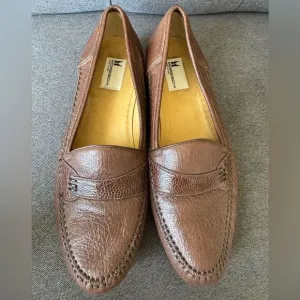 MORESCHI Brown Loafers Slip-On Classic Shoes Sz 11 US 44 EU Made in Italy Preppy