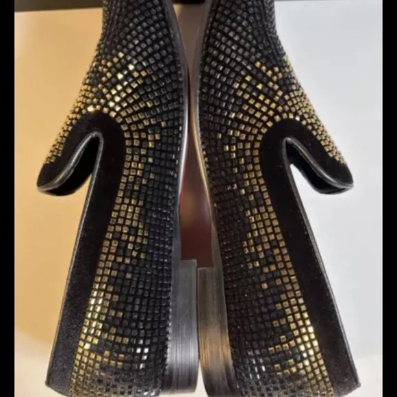 Moretti Black Label Fabian Silver Rhinestone Red Bottom Men's Shoe Size 9 NEW