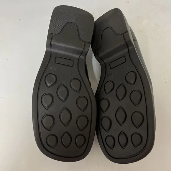Moschino Girls‎ Black Leather Loafers 33 US 2 Metal heart