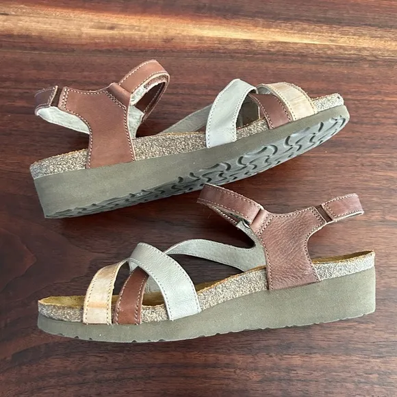 NAOT Sophia Strappy Brown Leather Sandals Size EU 38, US 7-7.5