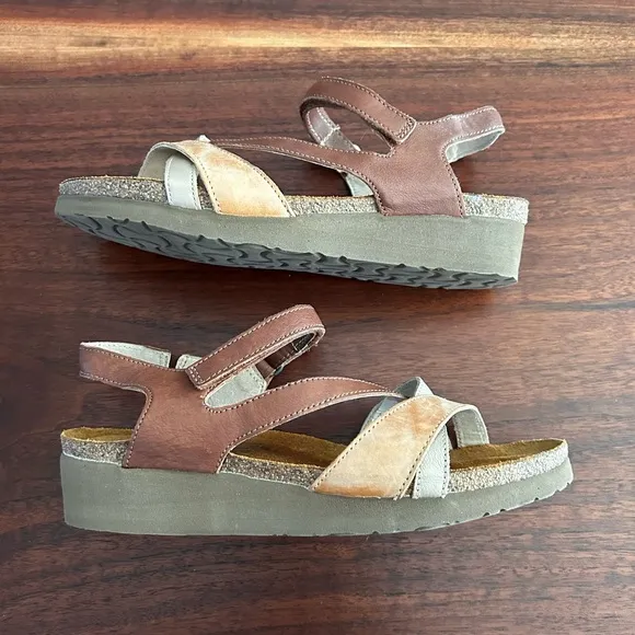 NAOT Sophia Strappy Brown Leather Sandals Size EU 38, US 7-7.5