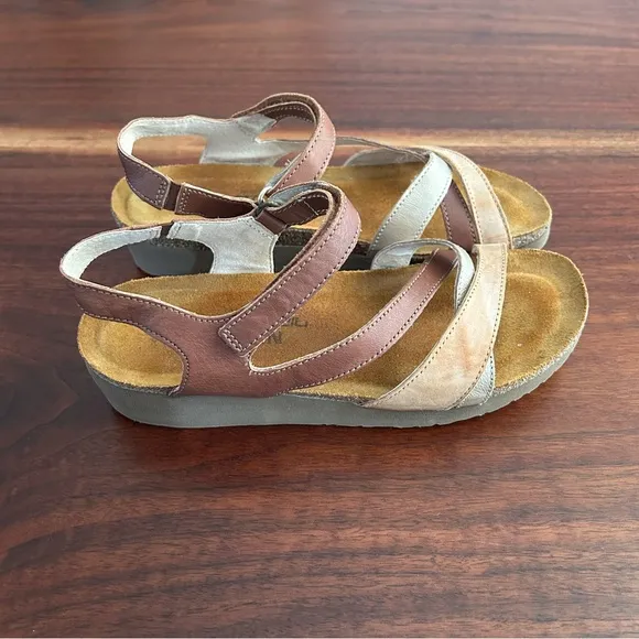NAOT Sophia Strappy Brown Leather Sandals Size EU 38, US 7-7.5