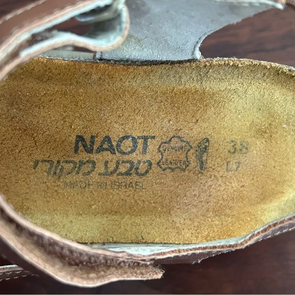 NAOT Sophia Strappy Brown Leather Sandals Size EU 38, US 7-7.5