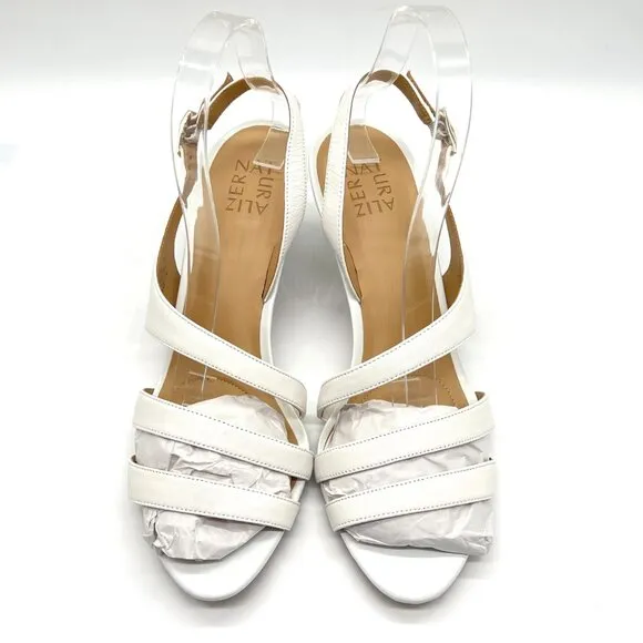 Naturalizer Womens Size 10 Taimi White Leather Dress Sandals Heels Shoes
