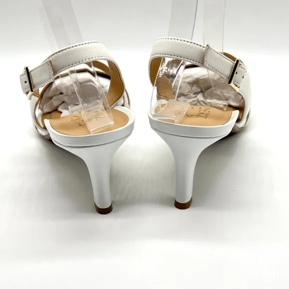 Naturalizer Womens Size 10 Taimi White Leather Dress Sandals Heels Shoes