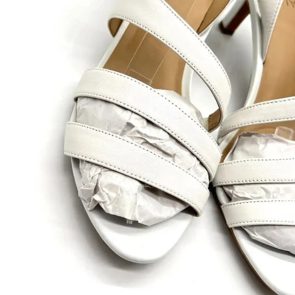Naturalizer Womens Size 10 Taimi White Leather Dress Sandals Heels Shoes