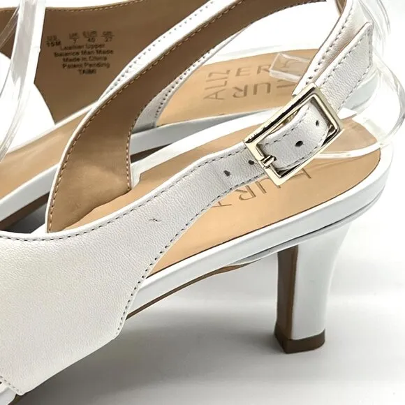 Naturalizer Womens Size 10 Taimi White Leather Dress Sandals Heels Shoes