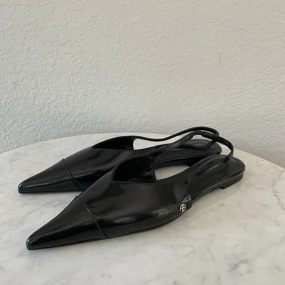 Never Worn ANINE BING Black Elena Slingback Ballerina Flats Size 39
