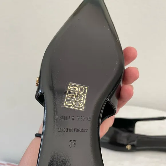 Never Worn ANINE BING Black Elena Slingback Ballerina Flats Size 39
