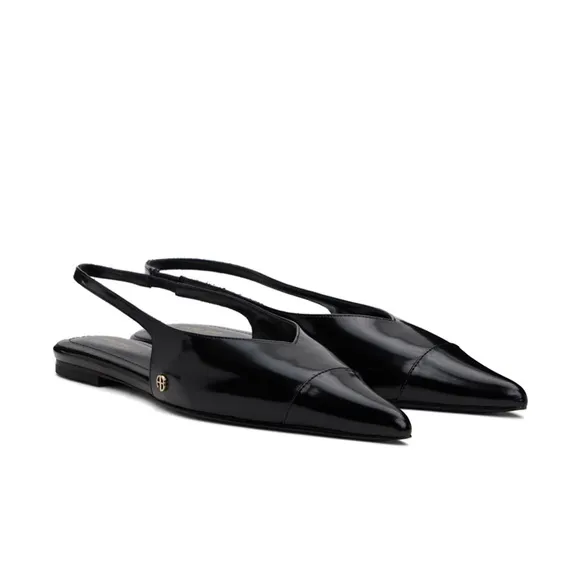 Never Worn ANINE BING Black Elena Slingback Ballerina Flats Size 39