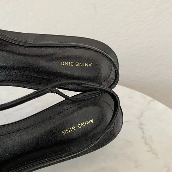 Never Worn ANINE BING Black Elena Slingback Ballerina Flats Size 39