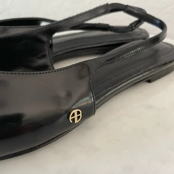 Never Worn ANINE BING Black Elena Slingback Ballerina Flats Size 39