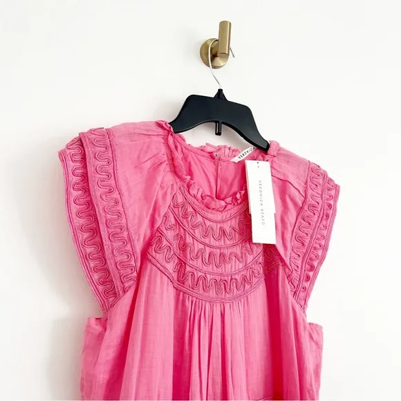 NEW $598 Veronica Beard Keely Pink Dark Peony Mini Dress Size 4