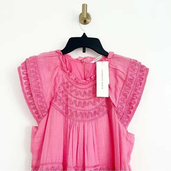 NEW $598 Veronica Beard Keely Pink Dark Peony Mini Dress Size 4