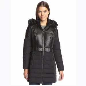 New 7 for All Mankind Down Puffer Coat - Faux-Fur Trim Size XL