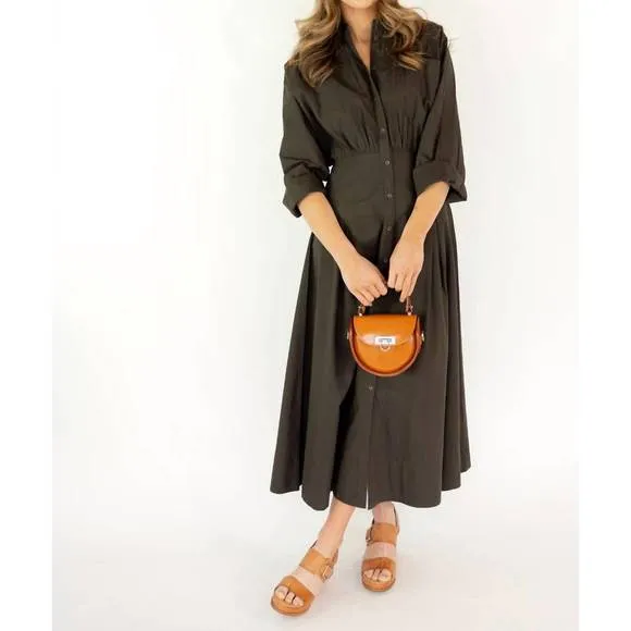 NEW APIECE APART pietra maxi dress in deep olive