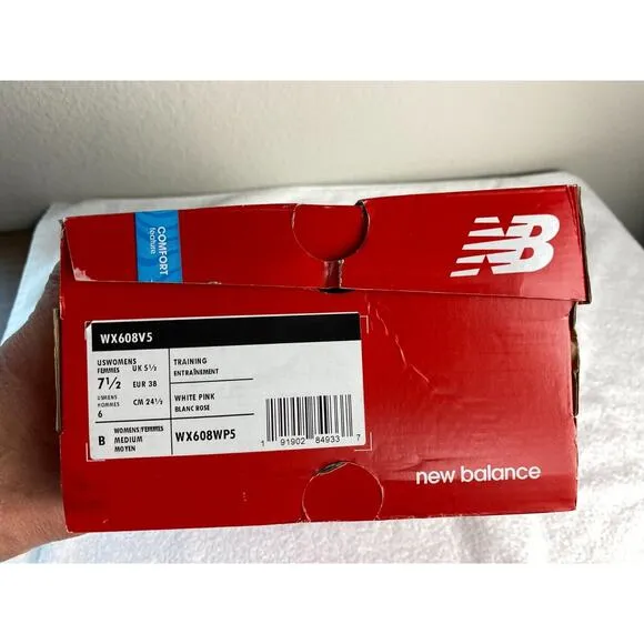 New Balance 608V5 Sneakers Womens 7.5 White Pink Comfortcore Sporty
