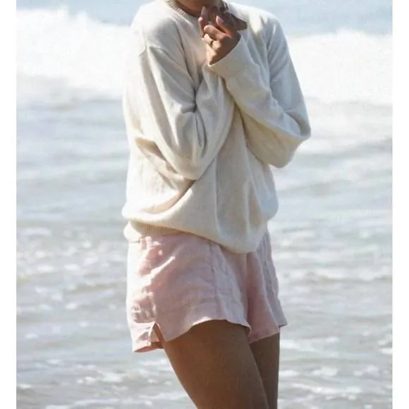 NEW BEACHWOOD BABY cashmere cove crew sweater in blanco