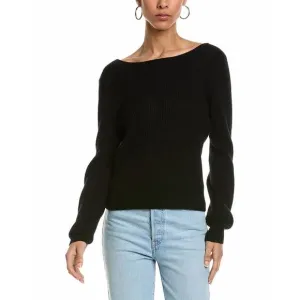 NEW BRODIE CASHMERE dulce diamond wrap back top in black