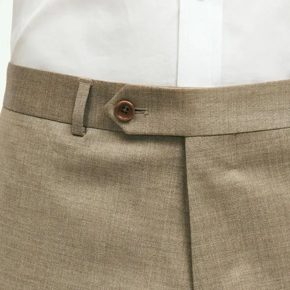 NEW  BROOKS BROTHERS Classic Fit Wool 1818 Men's Dress Pants Size 34 x 32 Tan