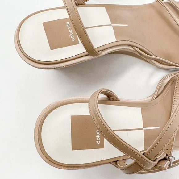 NEW Dolce Vita Gemini Cafe Leather Strappy Wedge Heel Sandals Size 11, MSRP $130