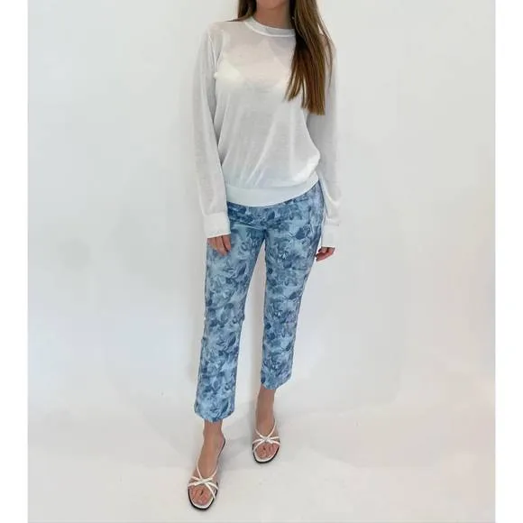 NEW ELLIOTT LAUREN cotton charm crewneck long sleeves sweater in white