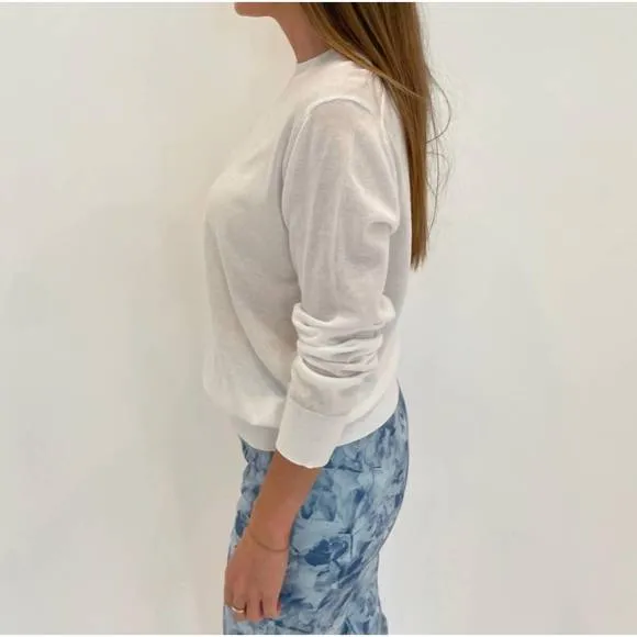 NEW ELLIOTT LAUREN cotton charm crewneck long sleeves sweater in white