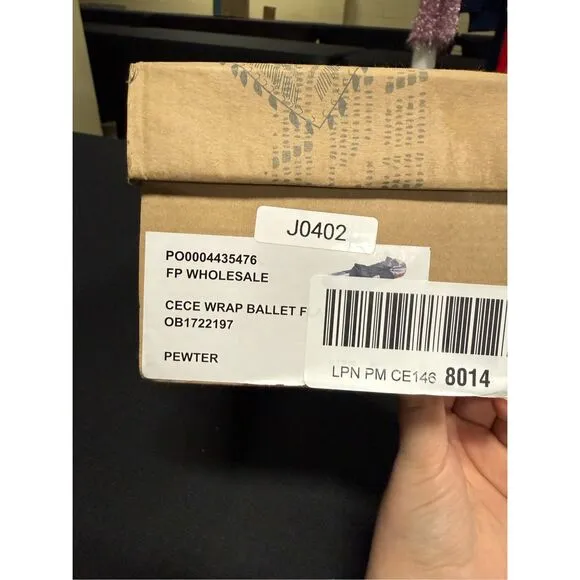 New Free People Cece Pewter Wrap Ballet Flats 8