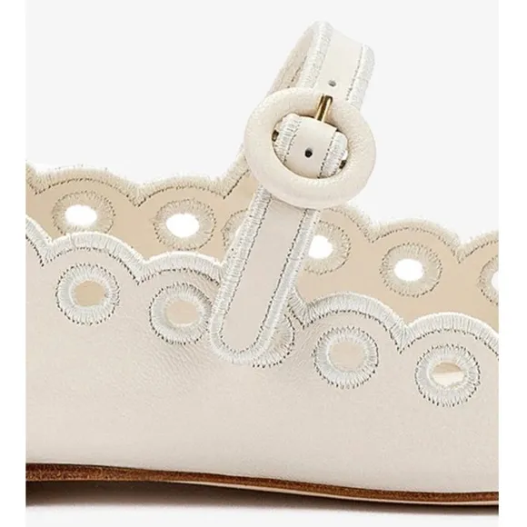 NEW Larroude Blair Maryjane Ballet Flat Ivory Leather