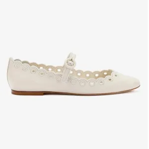 NEW Larroude Blair Maryjane Ballet Flat Ivory Leather