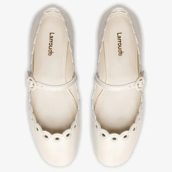NEW Larroude Blair Maryjane Ballet Flat Ivory Leather