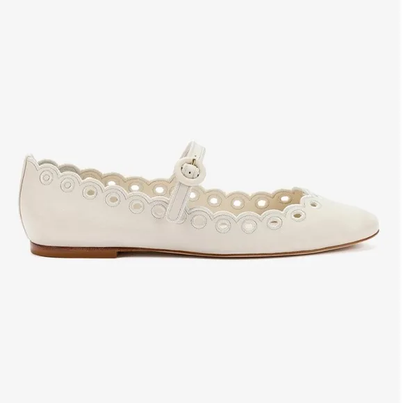 NEW Larroude Blair Maryjane Ballet Flat Ivory Leather
