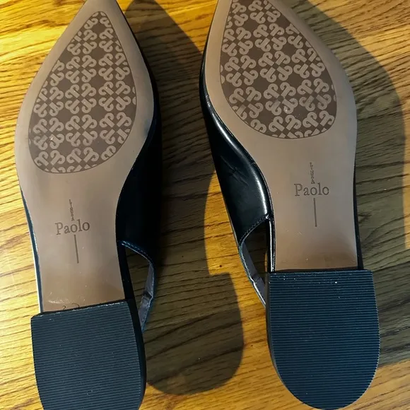 NEW Linea Paolo, black leather sling backs size 7
