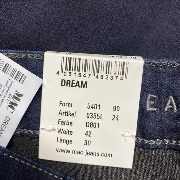NEW MAC Jeans Mid Blue Authentic Size 42/12 Dream Denim Straight Leg Stretchy