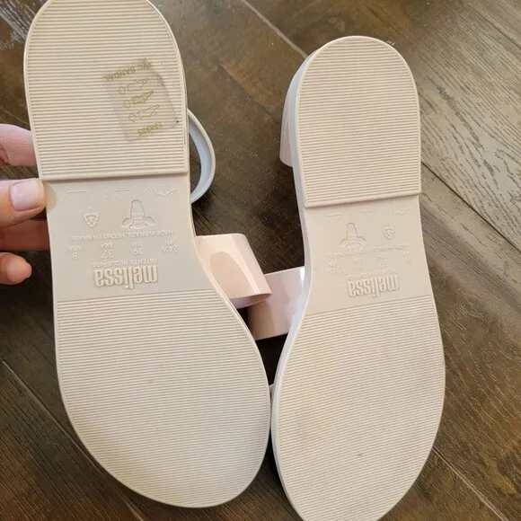 NEW Melissa Jelly Sandals Womens 8 Pink White Jellies Y2K Retro 80s 90s Casual