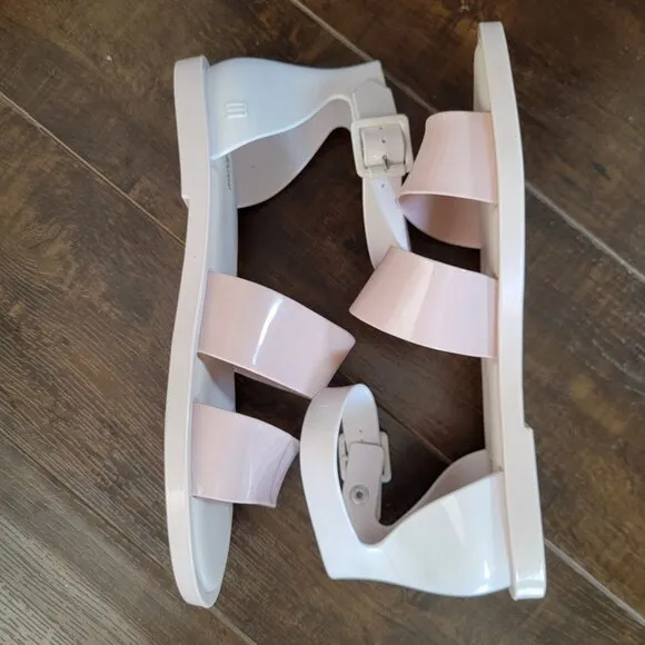 NEW Melissa Jelly Sandals Womens 8 Pink White Jellies Y2K Retro 80s 90s Casual