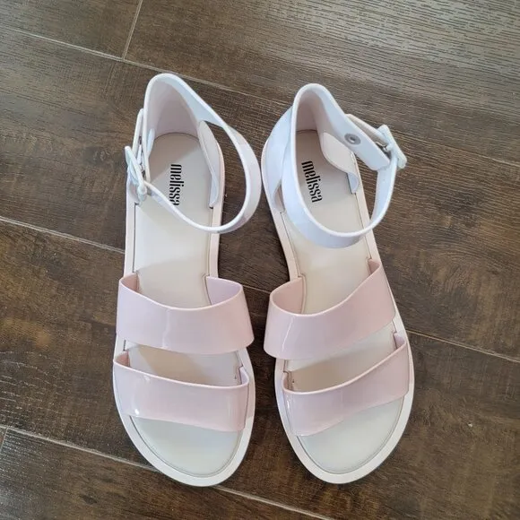 NEW Melissa Jelly Sandals Womens 8 Pink White Jellies Y2K Retro 80s 90s Casual