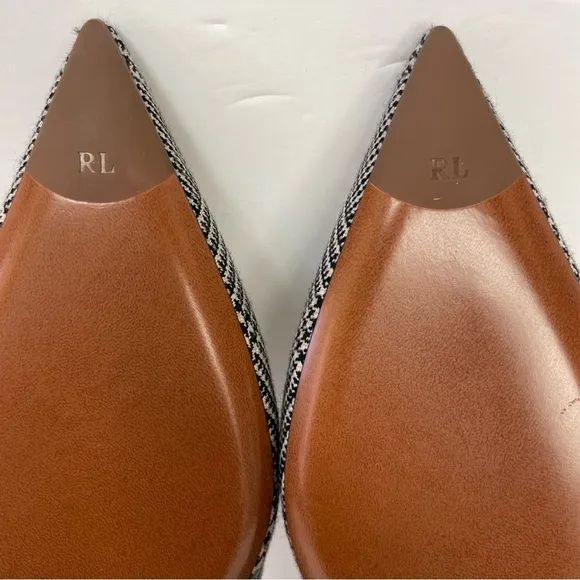 NEW Ralph Lauren Purple Label  Houndstooth Leather Ballet Flats Size 7.5