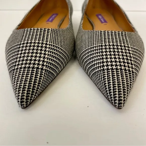 NEW Ralph Lauren Purple Label  Houndstooth Leather Ballet Flats Size 7.5
